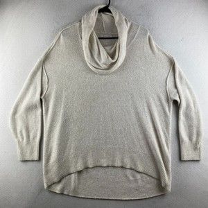 American Eagle Sweater Womens M Medium Beige Knit Pullover Cowl Neck Over Sized
